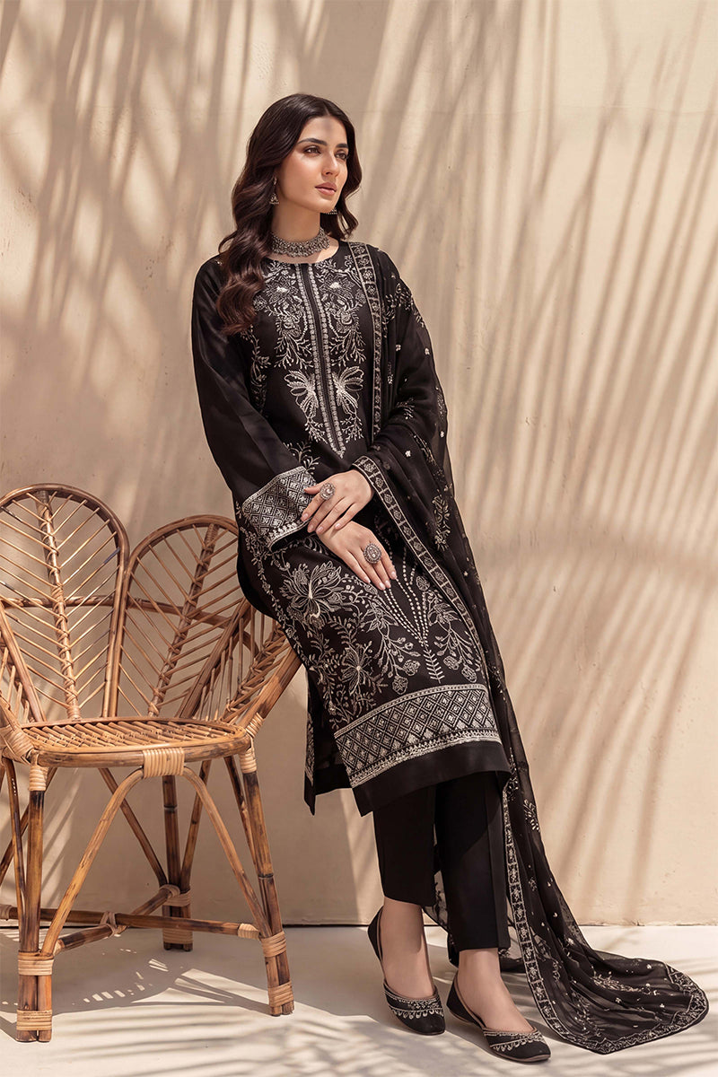 Sana by Breeza Fashion - 3PC Unstitched Embroidered Lawn Suit (Black)