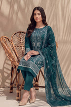 Sana by Breeza Fashion - 3PC Unstitched Embroidered Lawn Suit (Deep Sea Green)