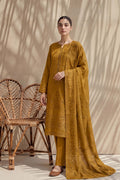 Sania by Breeza Fashion - 3PC Unstitched Embroidered Lawn Suit (Mustard)