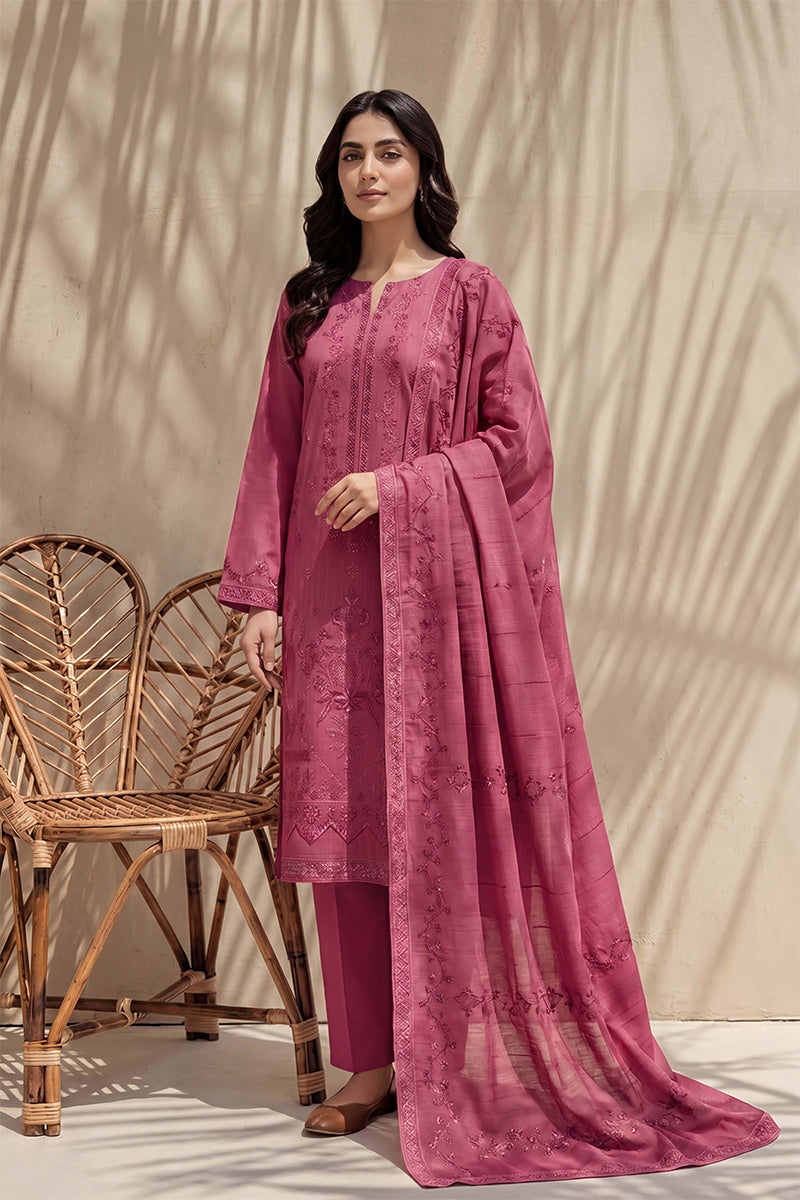 Sania by Breeza Fashion - 3PC Unstitched Embroidered Lawn Suit (Pink)