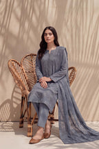 Sania by Breeza Fashion - 3PC Unstitched Embroidered Lawn Suit (Gray)