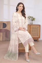 Mashaim By Johra - 3PC Unstitched Embroidered Lawn Suit (White & Raffia Pink)
