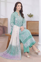 Mashaim By Johra - 3PC Unstitched Embroidered Lawn Suit (Sea Foam)