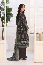 Izhaan Platinum By MJ - 3PC Unstitched Printed Lawn Suit (Black)