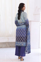Izhaan Platinum By MJ - 3PC Unstitched Printed Lawn Suit (Royal Blue & Polo Blue)