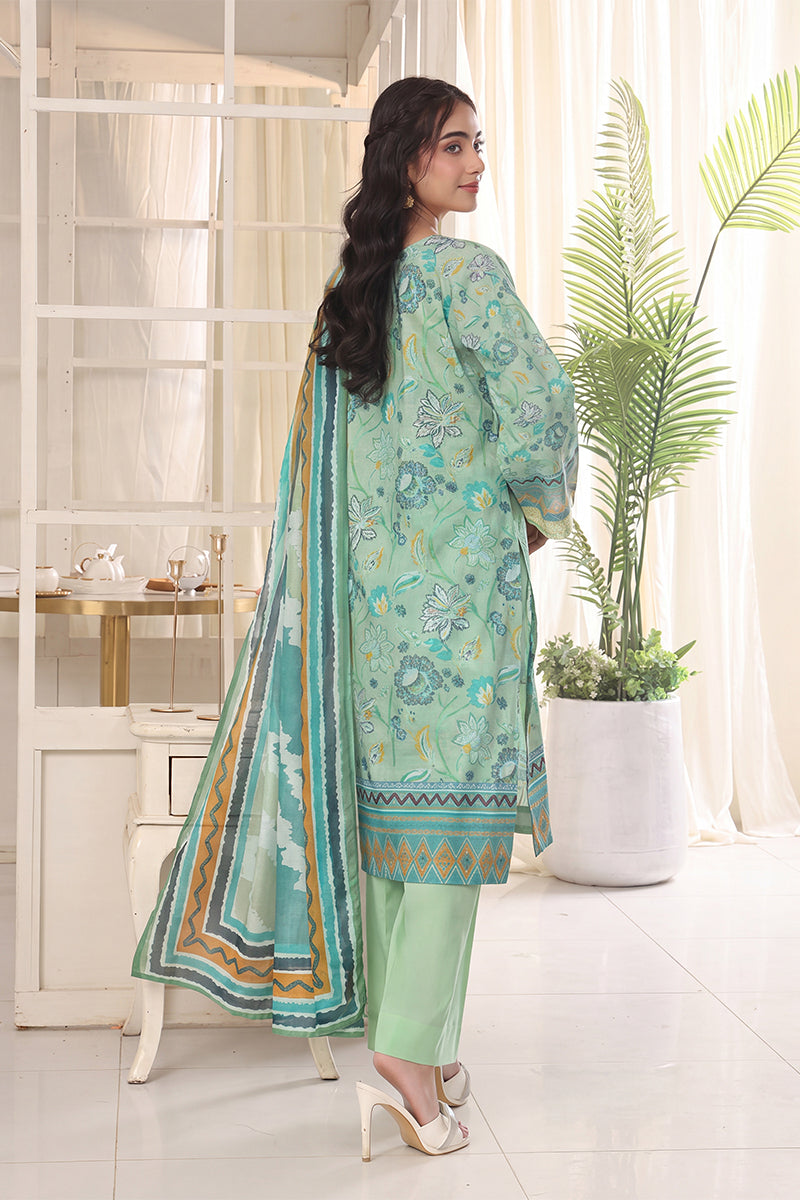 Izhaan Platinum By MJ - 3PC Unstitched Printed Lawn Suit (Ice blue & Sky Green)