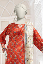 Inaya By KBC Fashion - 3PC Unstitched Printed Lawn Suit (Red & White)