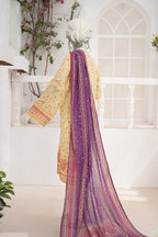 Inaya By KBC Fashion - 3PC Unstitched Printed Lawn Suit (Pastel Yellow & Purple)