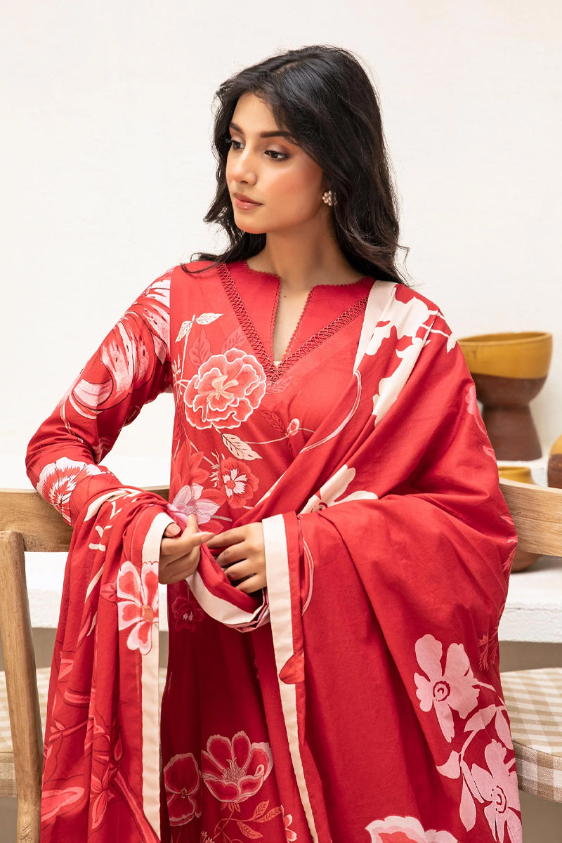 Elahéh By M.Fabrics - 3PC Unstitched Printed Lawn Suit (Red)