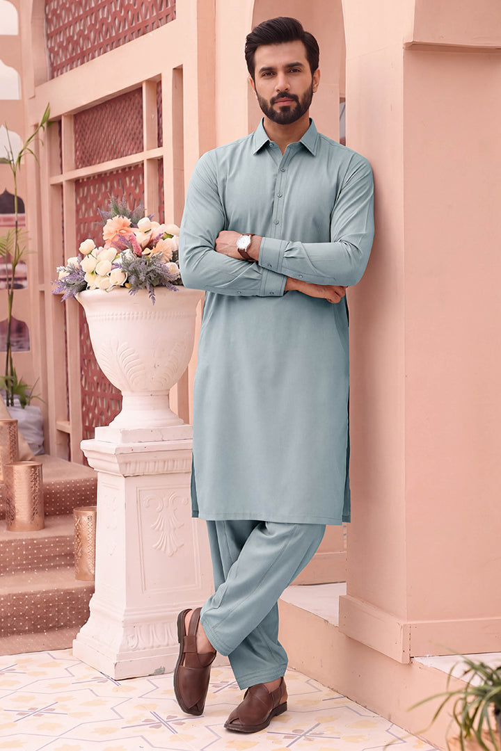 Alkaram – Men’s Unstitched Wash & Wear Fabric (Light Blue)