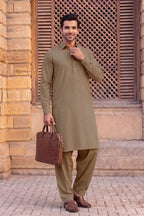 Gul Ahmed – Men’s Unstitched Wash & Wear Fabric (Brown)