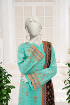 Inaya By KBC Fashion - 3PC Unstitched Printed Lawn Suit (Ice Green & Black)