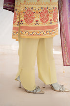 Inaya By KBC Fashion - 3PC Unstitched Printed Lawn Suit (Pastel Yellow & Purple)
