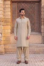 Gul Ahmed – Men’s Unstitched Wash & Wear Fabric (Light Brown)