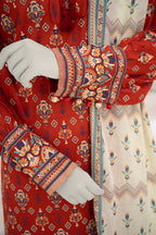 Inaya By KBC Fashion - 3PC Unstitched Printed Lawn Suit (Red & White)