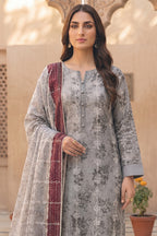 Rimal by UK Vol-54 3PC Unstitched Embroidered Lawn Suit (Grey)