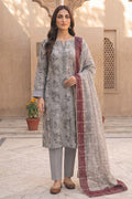 Rimal by UK Vol-54 3PC Unstitched Embroidered Lawn Suit (Grey)