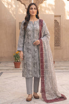 Rimal by UK Vol-54 3PC Unstitched Embroidered Lawn Suit (Grey)