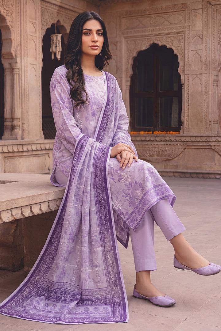Rimal by UK Vol-54 3PC Unstitched Embroidered Lawn Suit (Purple)