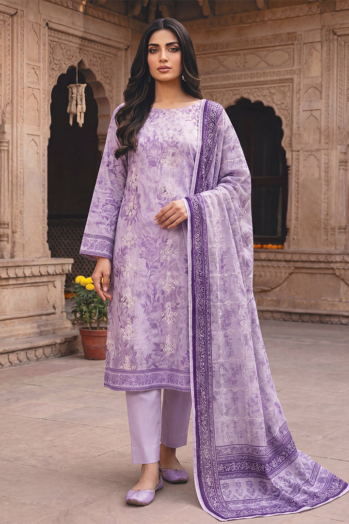 Rimal by UK Vol-54 3PC Unstitched Embroidered Lawn Suit (Purple)