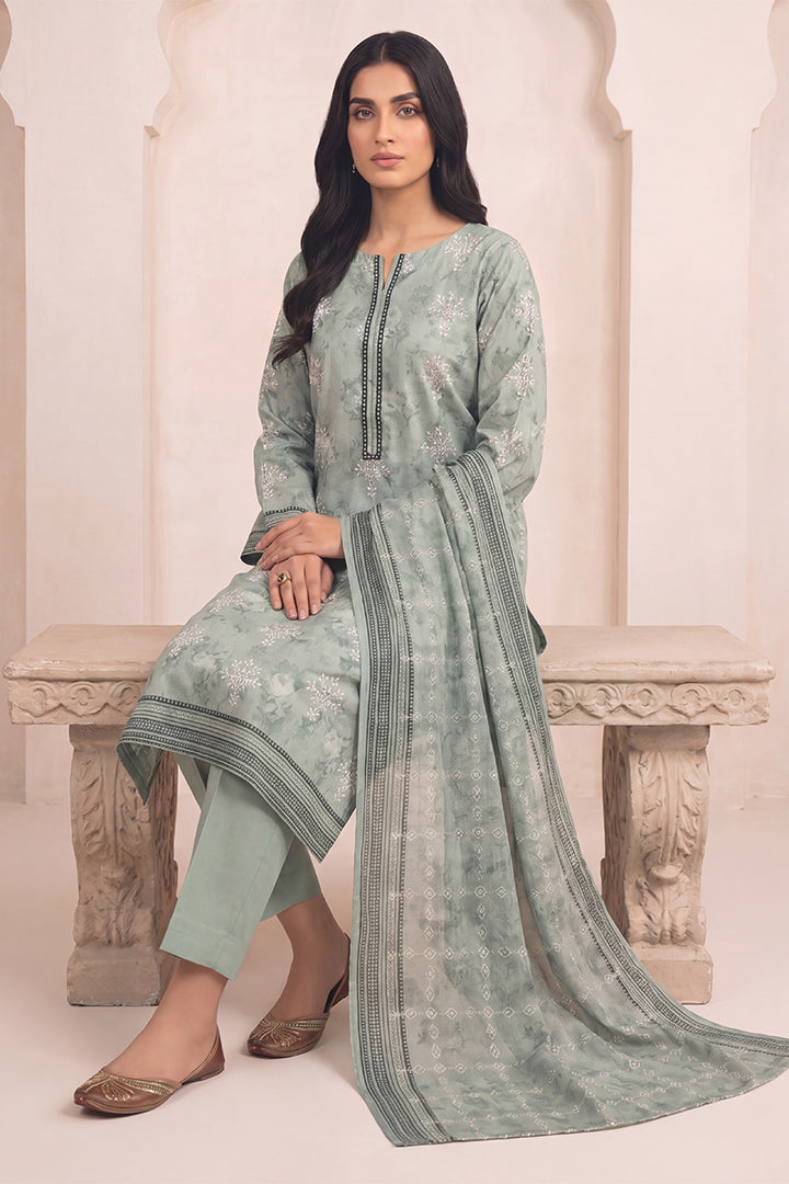 Rimal by UK Vol-54 3PC Unstitched Embroidered Lawn Suit (Green)