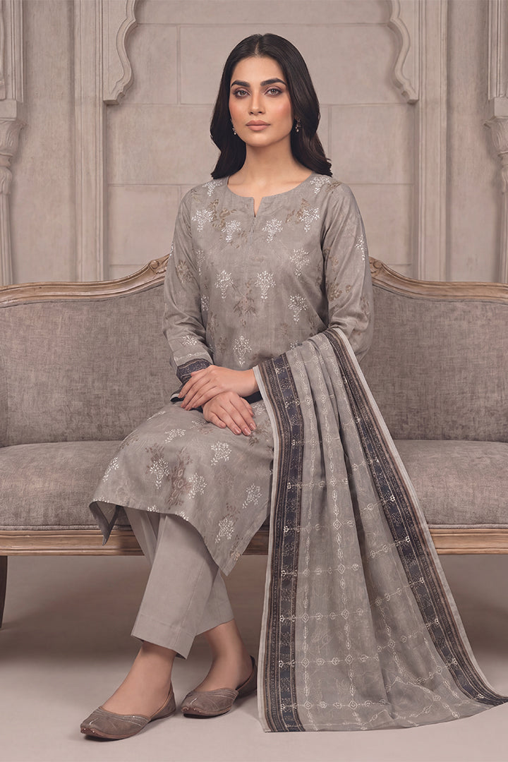 Rimal by UK Vol-54 3PC Unstitched Embroidered Lawn Suit (Grey)