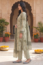 Rimal by UK Vol-54 3PC Unstitched Embroidered Lawn Suit (Ash Green)