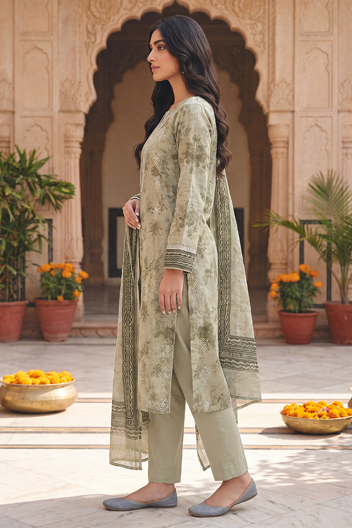 Rimal by UK Vol-54 3PC Unstitched Embroidered Lawn Suit (Ash Green)