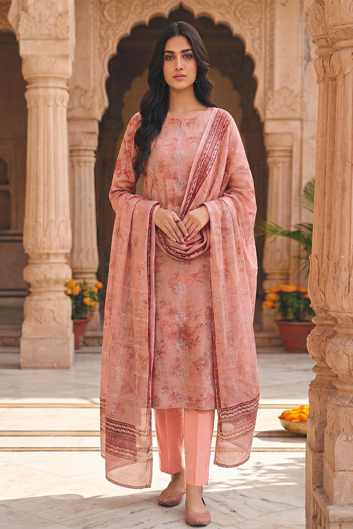 Rimal by UK Vol-54 3PC Unstitched Embroidered Lawn Suit (Pink)