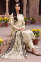 Rimal by UK Vol-54 3PC Unstitched Embroidered Lawn Suit (Cream)