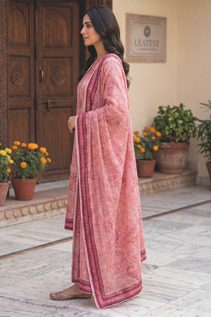 Rimal by UK Vol-54 3PC Unstitched Embroidered Lawn Suit (Pink)