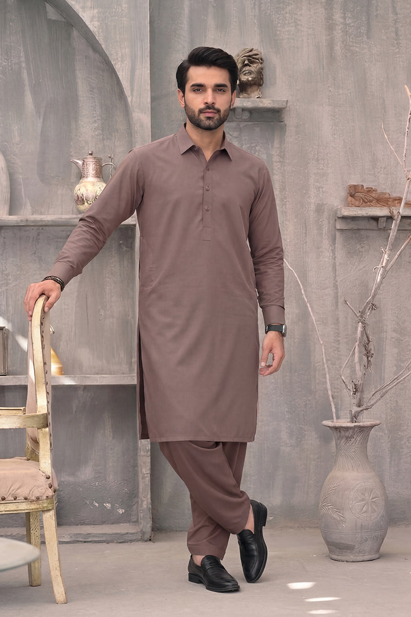 KBC Fashion – Men’s Unstitched Wash & Wear Fabric (Dusty Cocoa Brown)