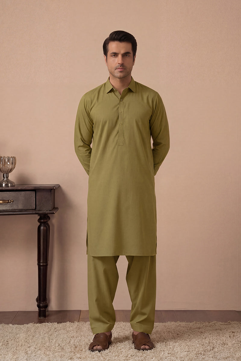 KBC Fashion – Men’s Unstitched Wash & Wear Fabric (Olive)