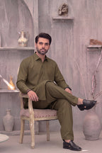 KBC Fashion – Men’s Unstitched Wash & Wear Fabric (Army Green)