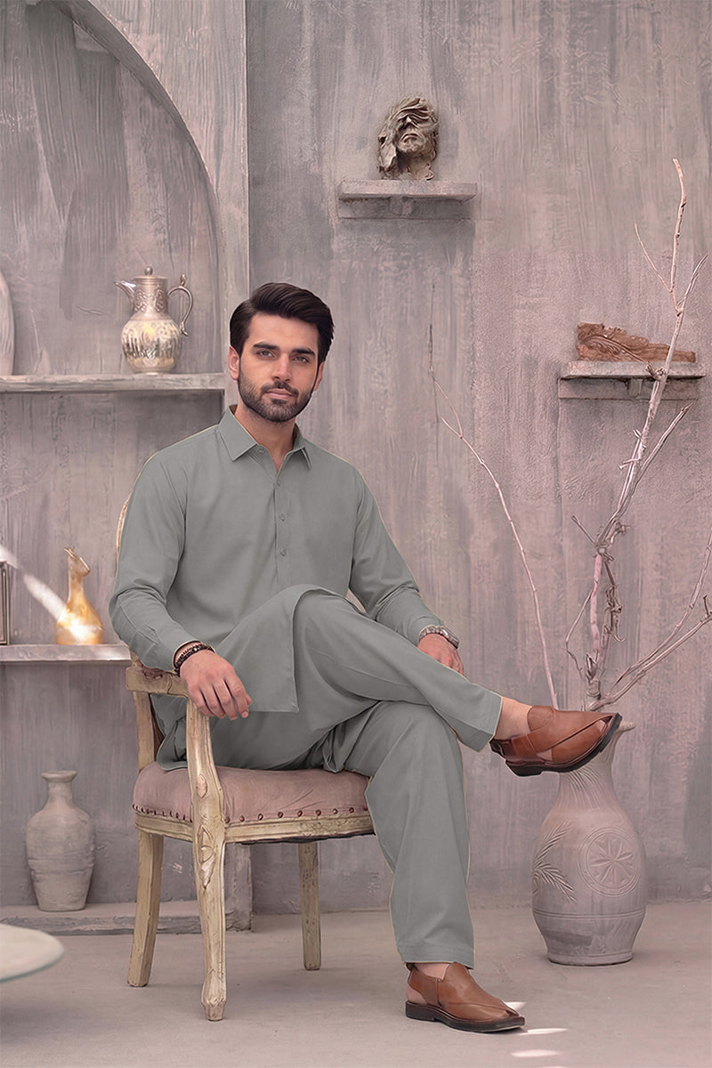 KBC Fashion – Men’s Unstitched Wash & Wear Fabric (Muted Sage Green)
