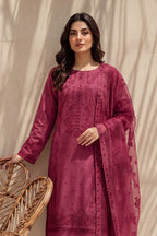 Grace by Breeza Fashion - 3PC Unstitched Embroidered Lawn Suit (Maroon)