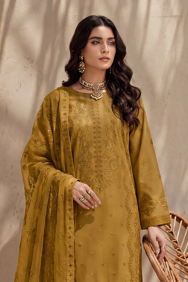 Grace by Breeza Fashion - 3PC Unstitched Embroidered Lawn Suit (Mustard)