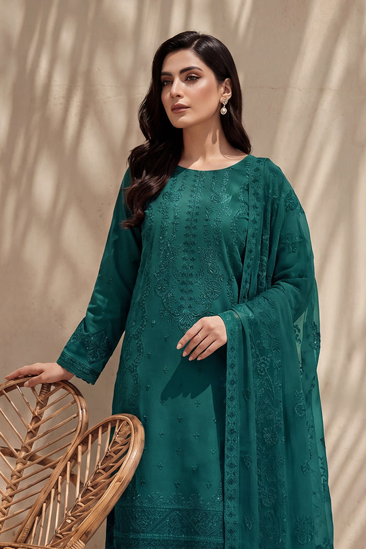 Grace by Breeza Fashion - 3PC Unstitched Embroidered Lawn Suit (Dark Green)