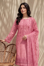 Grace by Breeza Fashion - 3PC Unstitched Embroidered Lawn Suit (Pink)