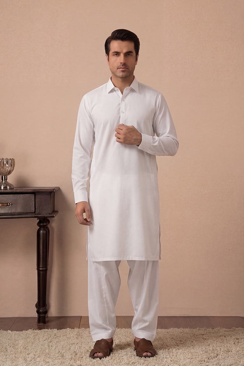 KBC Fashion – Men’s Unstitched Wash & Wear Fabric (White)