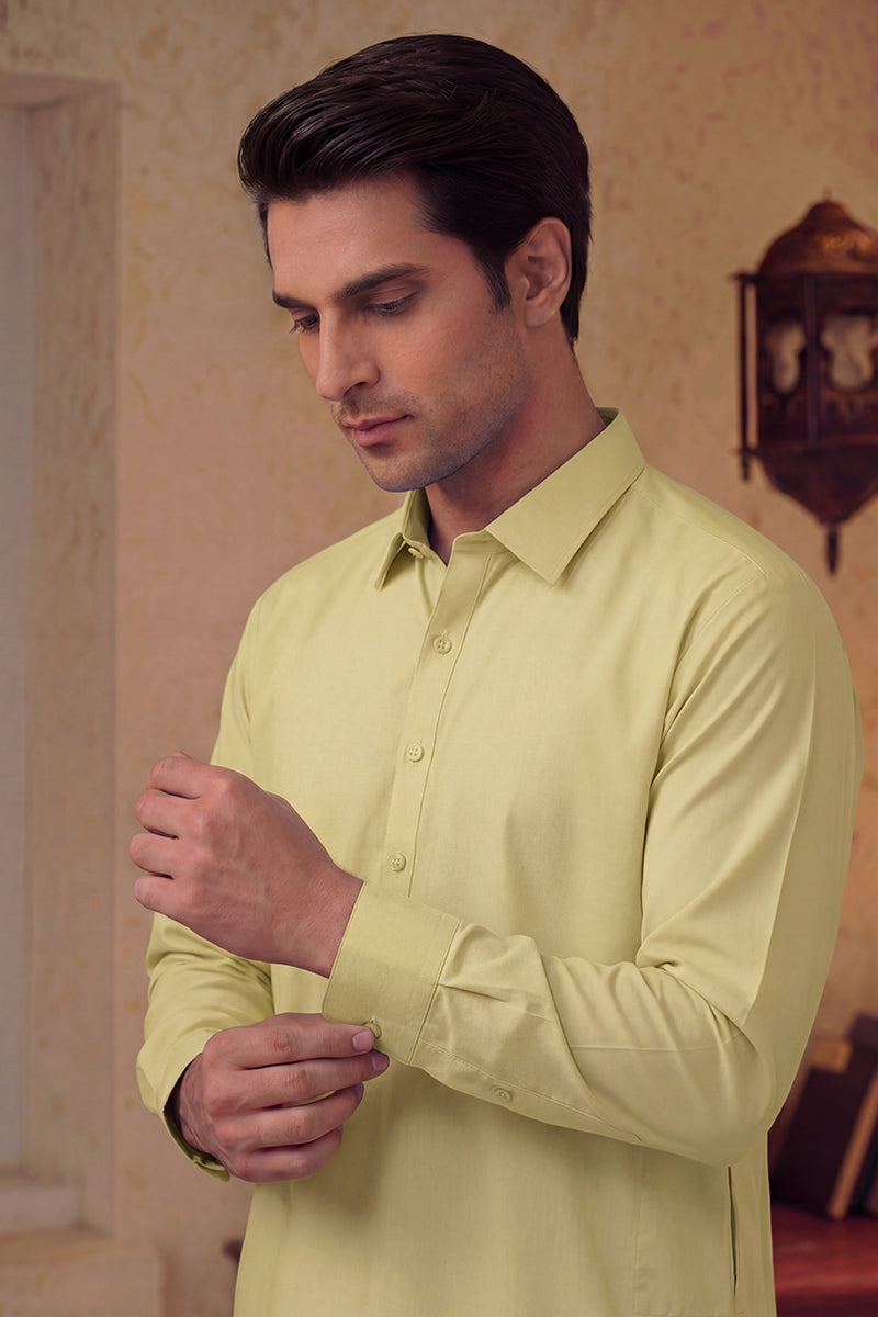 KBC Fashion – Men’s Unstitched Wash & Wear Fabric (Pastel Yellow)
