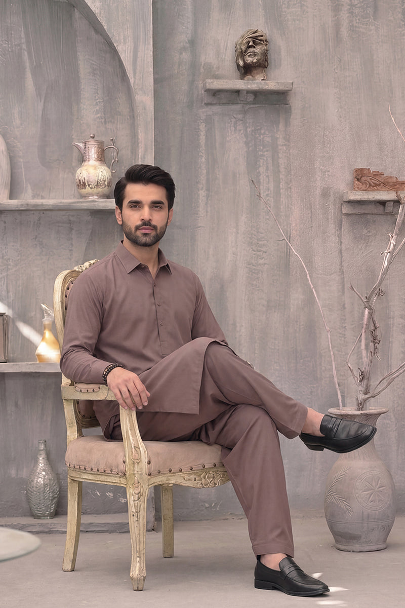 KBC Fashion – Men’s Unstitched Wash & Wear Fabric (Dusty Cocoa Brown)