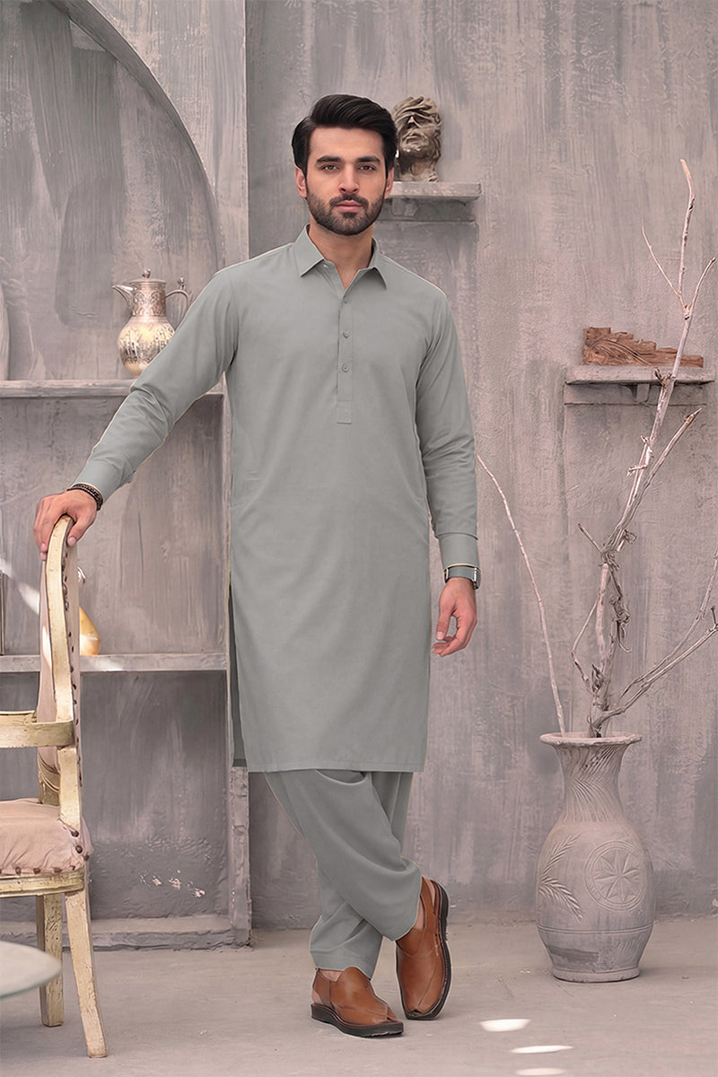 KBC Fashion – Men’s Unstitched Wash & Wear Fabric (Muted Sage Green)