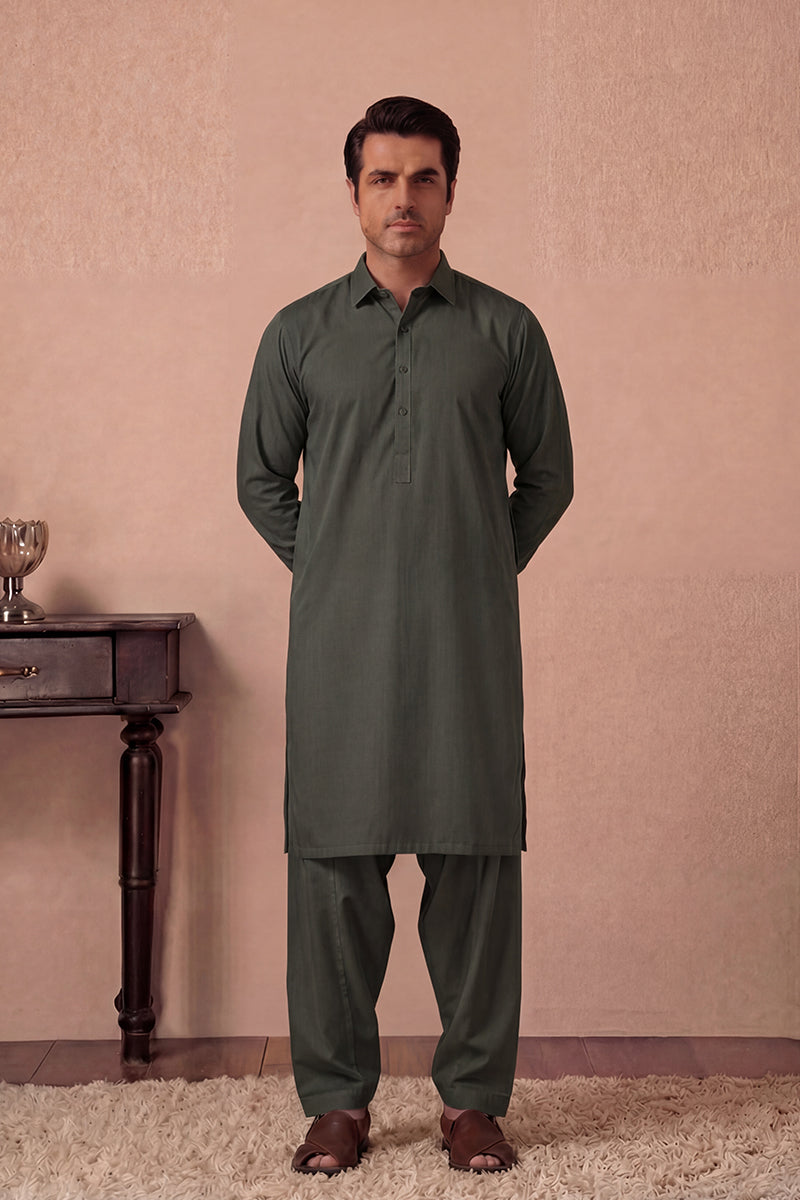 KBC Fashion – Men’s Unstitched Wash & Wear Fabric (Dark Sage)