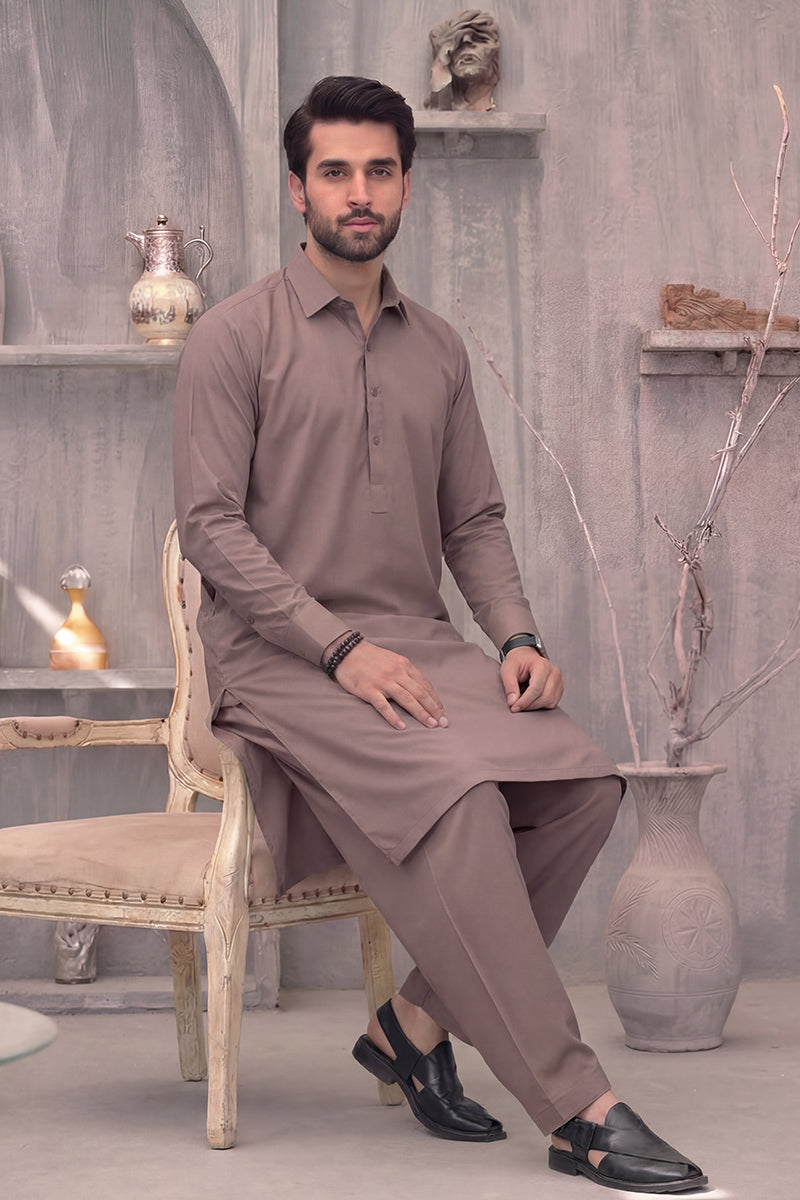 KBC Fashion – Men’s Unstitched Wash & Wear Fabric (Dusty Cocoa Brown)