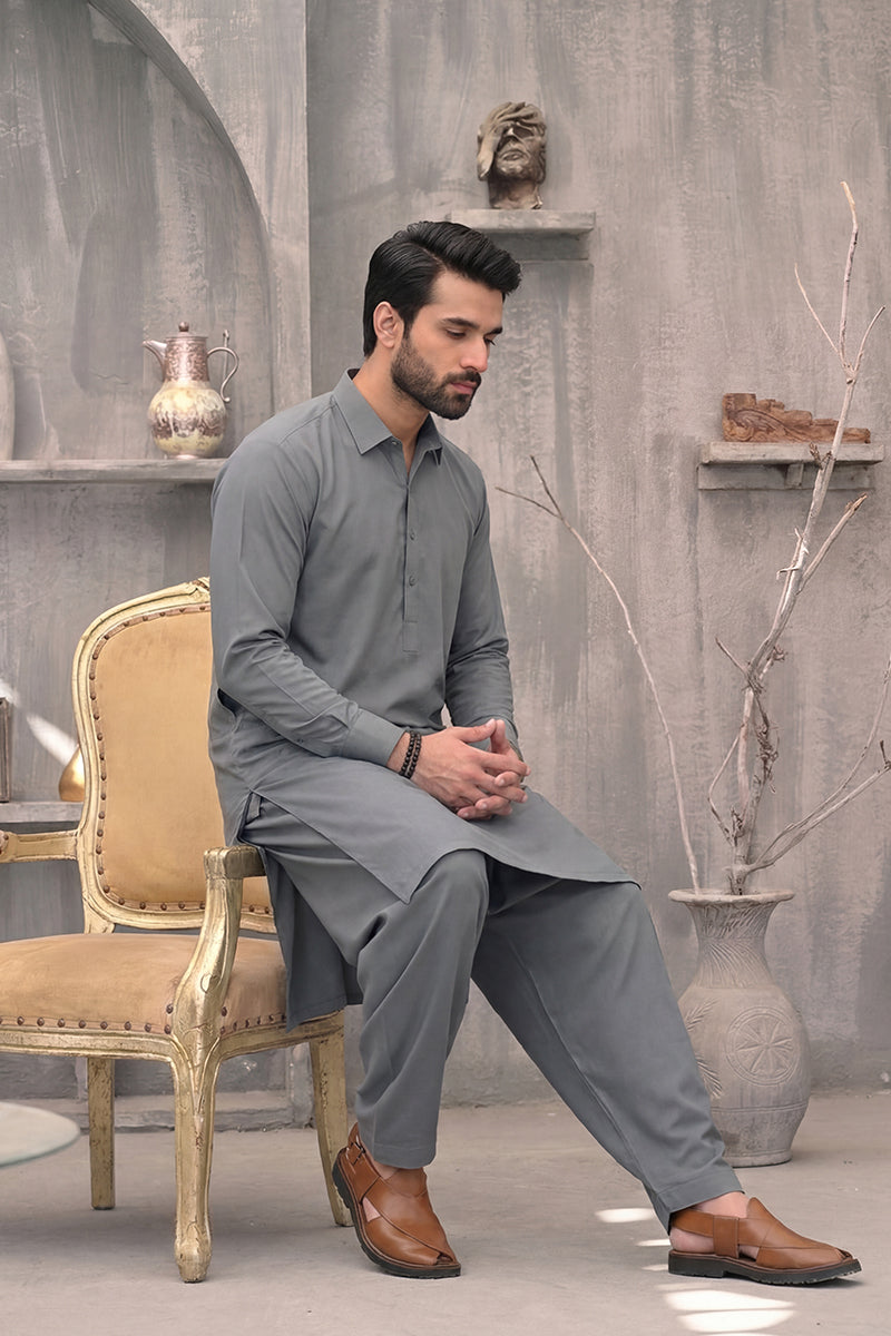 KBC Fashion – Men’s Unstitched Wash & Wear Fabric (Gray)