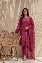 Grace by Breeza Fashion - 3PC Unstitched Embroidered Lawn Suit (Maroon)