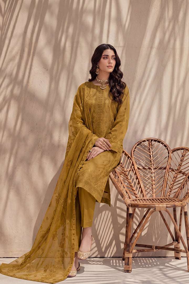 Grace by Breeza Fashion - 3PC Unstitched Embroidered Lawn Suit (Mustard)