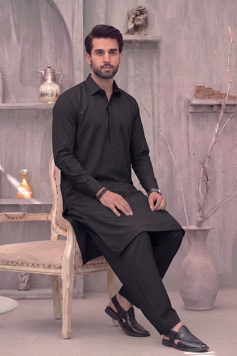 KBC Fashion – Men’s Unstitched Wash & Wear Fabric (Charcoal Black)