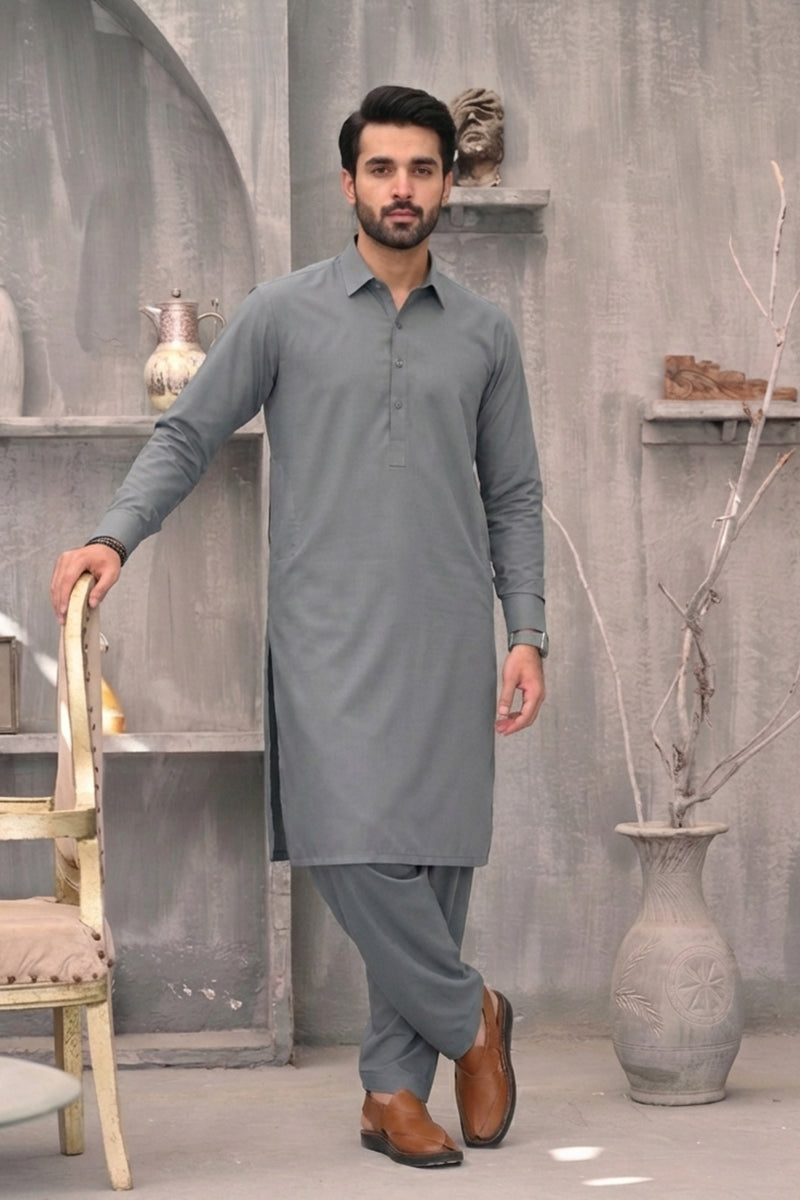 KBC Fashion – Men’s Unstitched Wash & Wear Fabric (Gray)